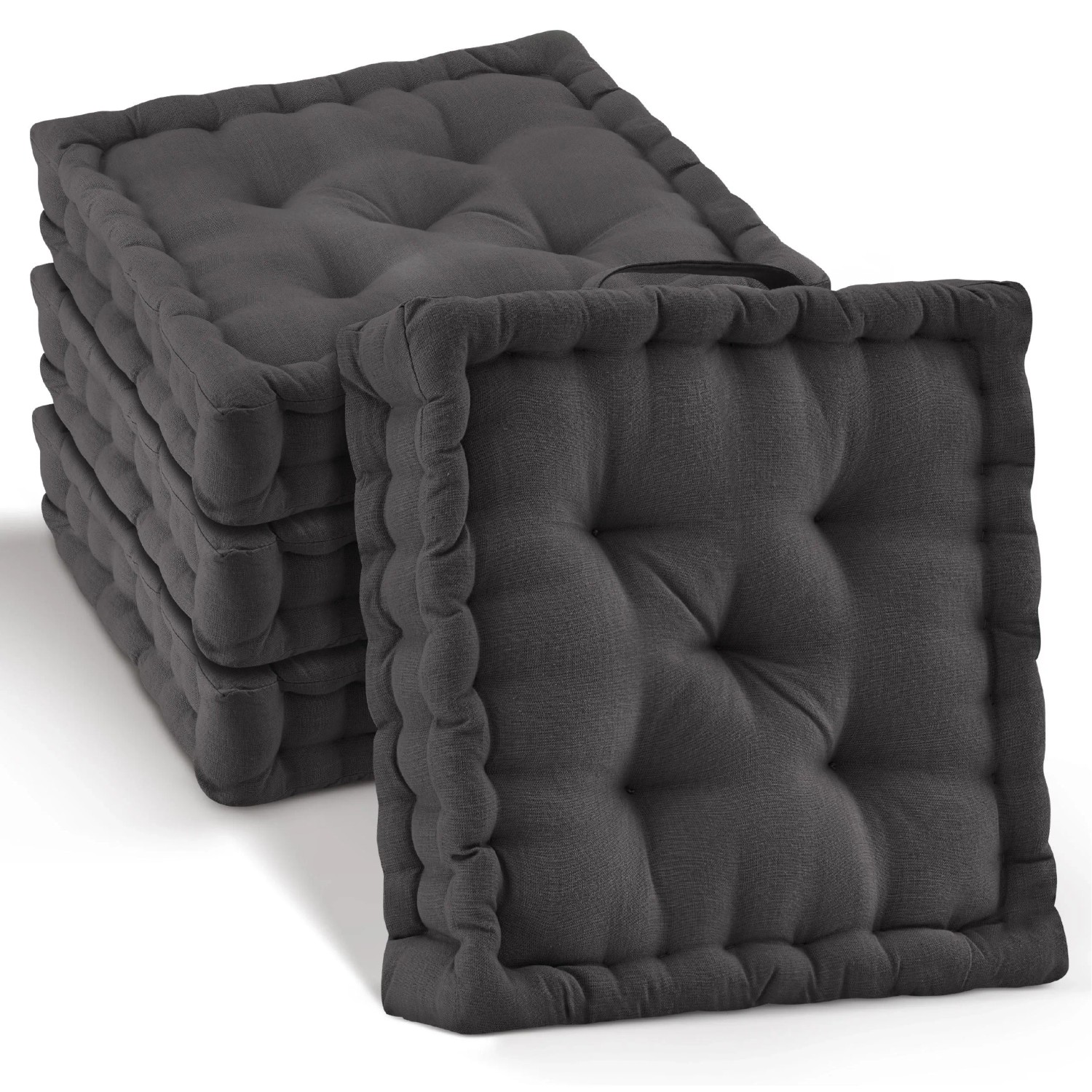Beautissu Mila Stuhlkissen 50x50x10cm Anthrazit 4tlg günstig online kaufen