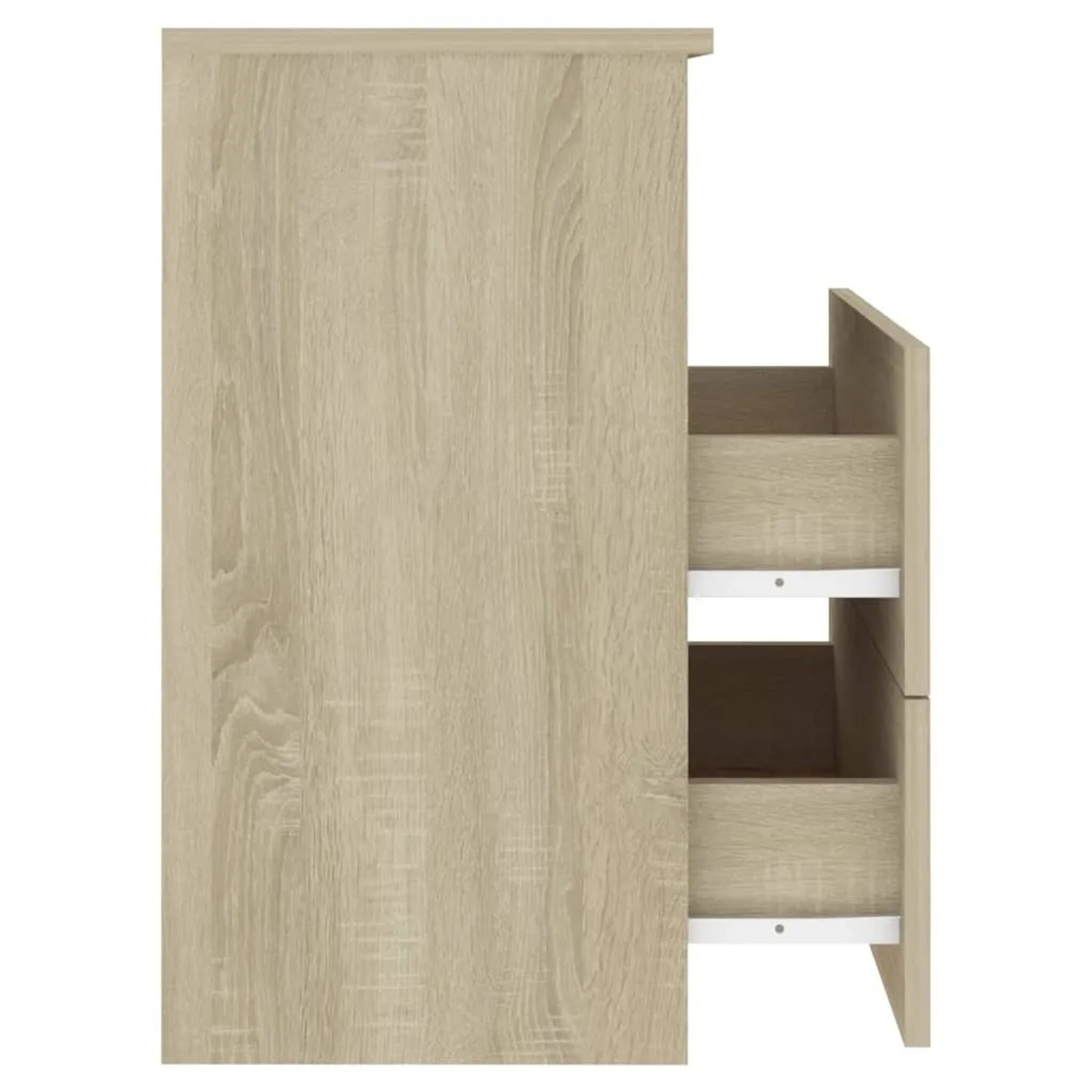Nachttisch Sonoma-Eiche mit zwei Schubladen, 50x32x60 cm, für Schlafzimmer.
