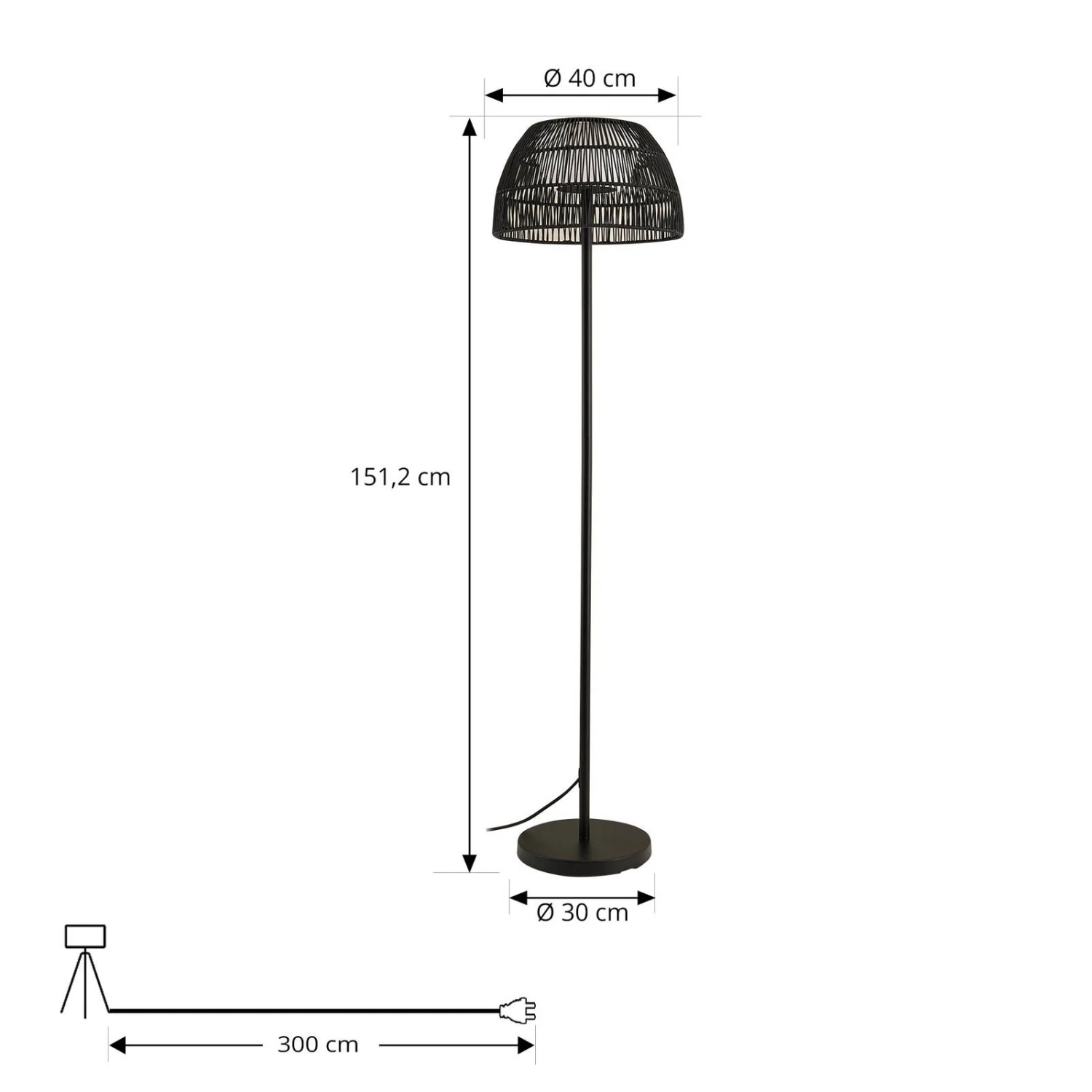 Lucande LED Heribio Außenleuchte, schwarz, 153.5 cm hoch, mit käfigartigem Lampenschirm. Spritzwassergeschützt.