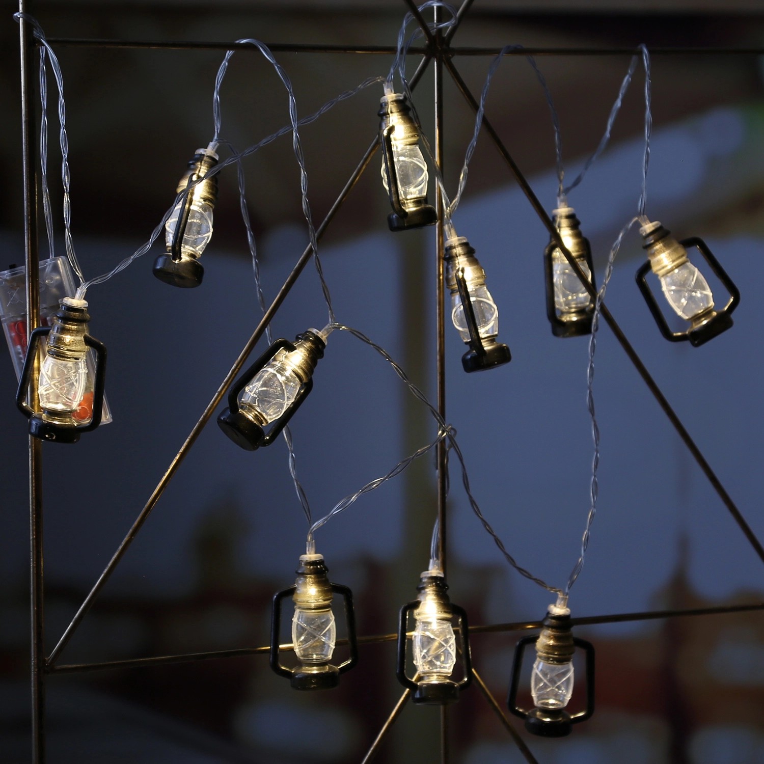 Marelida LED Lichterkette Mini Laternen Dekogirlande 10 Schwarze Sturmlaternen L  1,8m_5