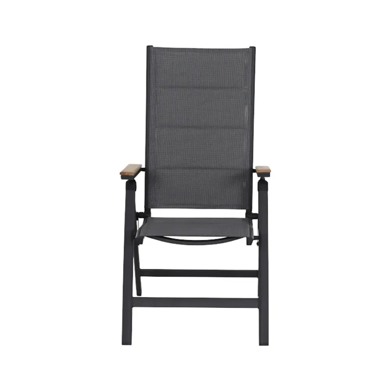 Siena Garden Klappsessel Tesor, matt-anthrazit, mit Teakholz-Armlehnen. Gartenstuhl für Terrasse und Balkon.