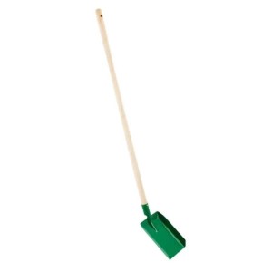 Grüne Galaflor Kinderschaufel aus Metall mit Holzstiel für Sand und Garten.