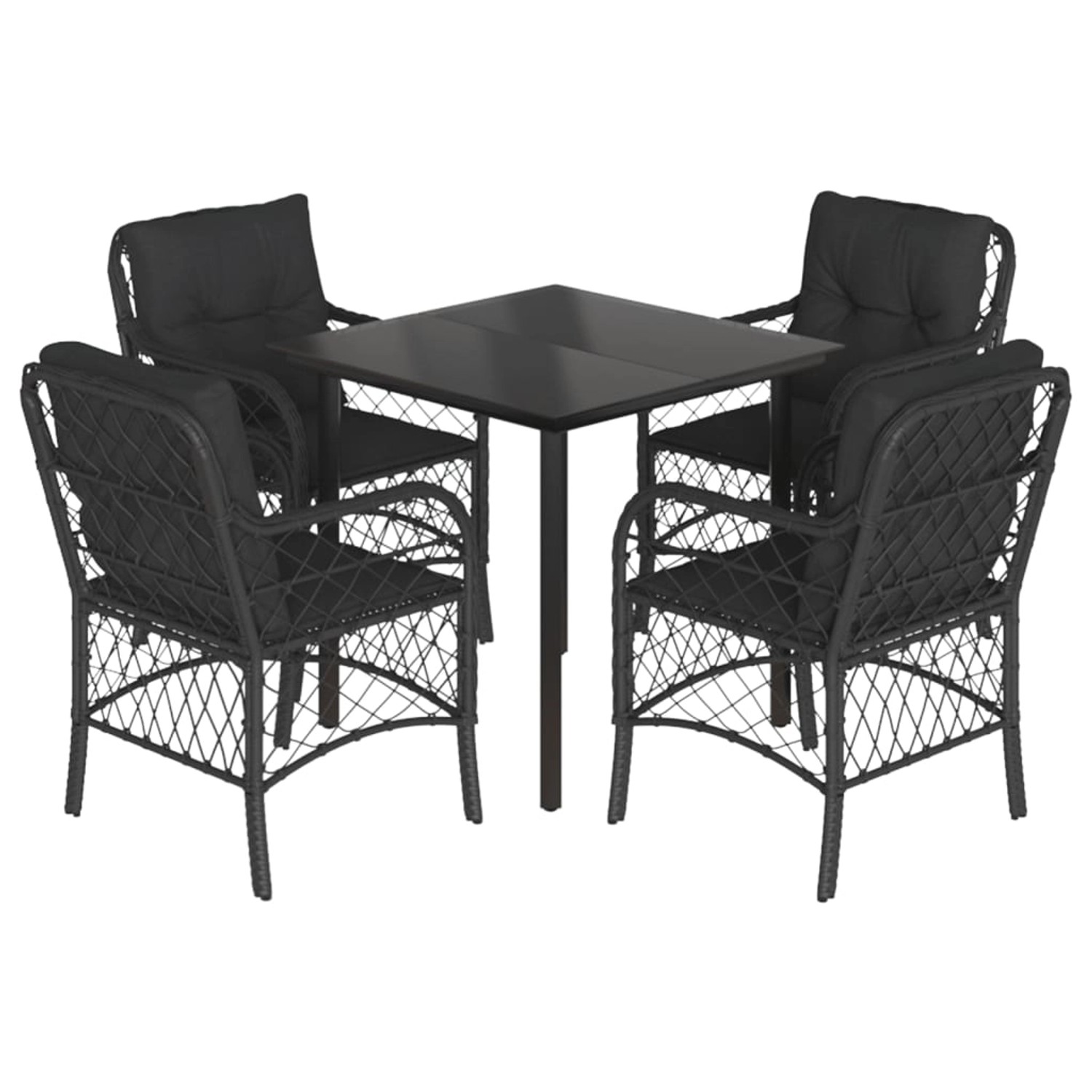 vidaXL 5-Tlg Garten-Essgruppe mit Kissen Schwarz Poly Rattan 3212104 günstig online kaufen