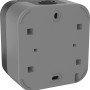 Rückansicht des beleuchteten Tasters Aqua Pro in Grau-Anthrazit für Feuchträume, Aufputzmontage.