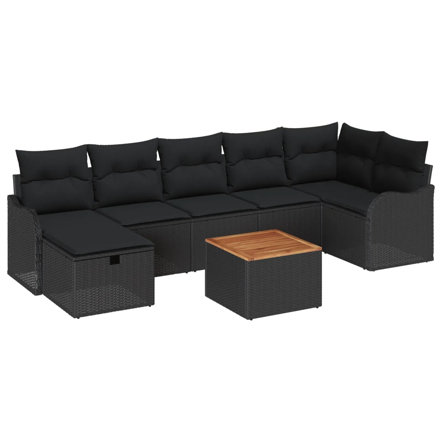 vidaXL Garten-Sofa-Set mit Kissen 8-Tlg Schwarz Poly Rattan 3360824