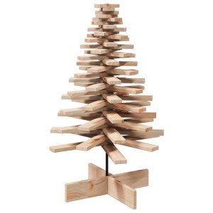 Weihnachtsbaum aus hellem Kiefernholz, 100 cm hoch, mit drehbaren Ästen und rustikalem Charme für DIY-Dekoration.