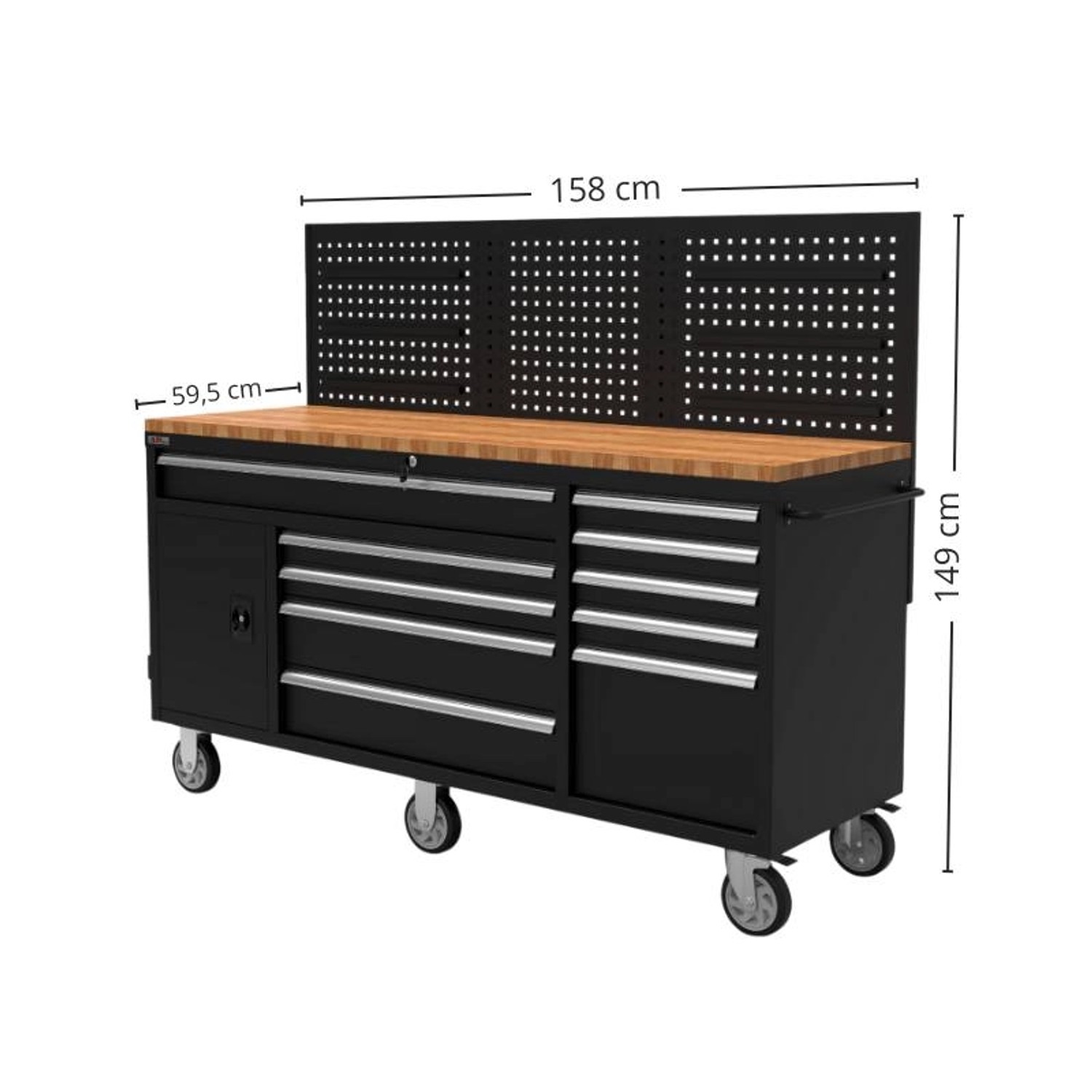 Galaflor Mobile Werkbank mit Lochwand und Arbeitsplatte 158 cm_6