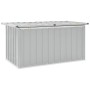 Graue furnicato Gartenbox (129x67x65 cm) aus verzinktem Stahl, ideal zur Aufbewahrung von Gartenutensilien.
