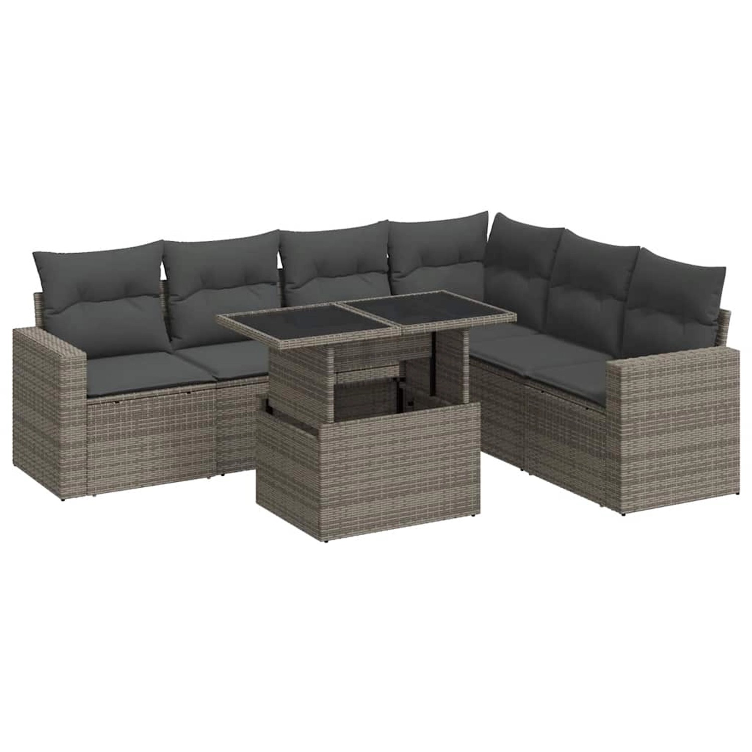 vidaXL 7-Tlg Garten-Sofagarnitur mit Kissen Grau Poly Rattan 3326331 günstig online kaufen