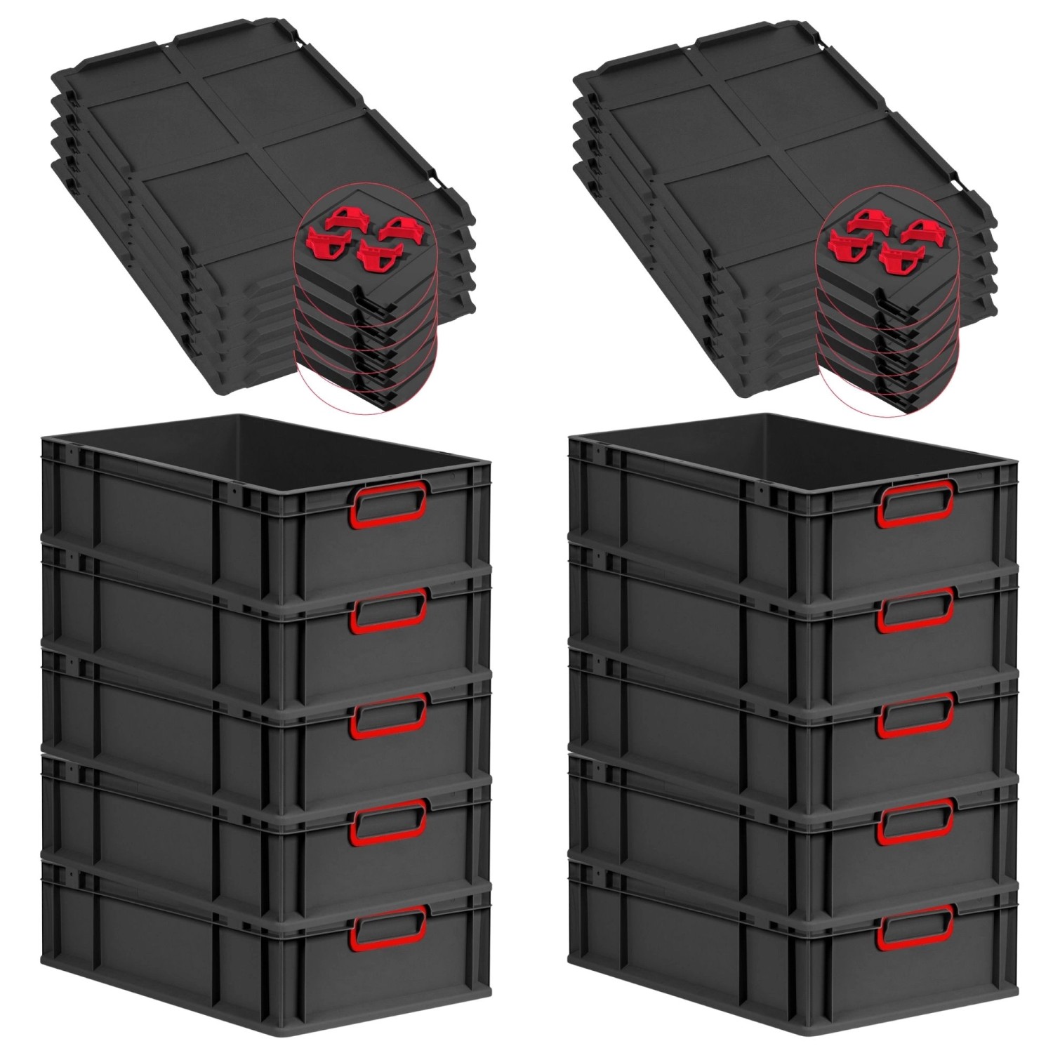 PROREGAL SparSet 10x Eurobox Nextgen Color Mit Auflagedeckel HxBxT 17x40x60 günstig online kaufen