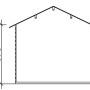 Skizze Gartenhaus Palma 3: Seitenansicht mit Höhenangaben. Holz-Gartenhaus mit Satteldach.