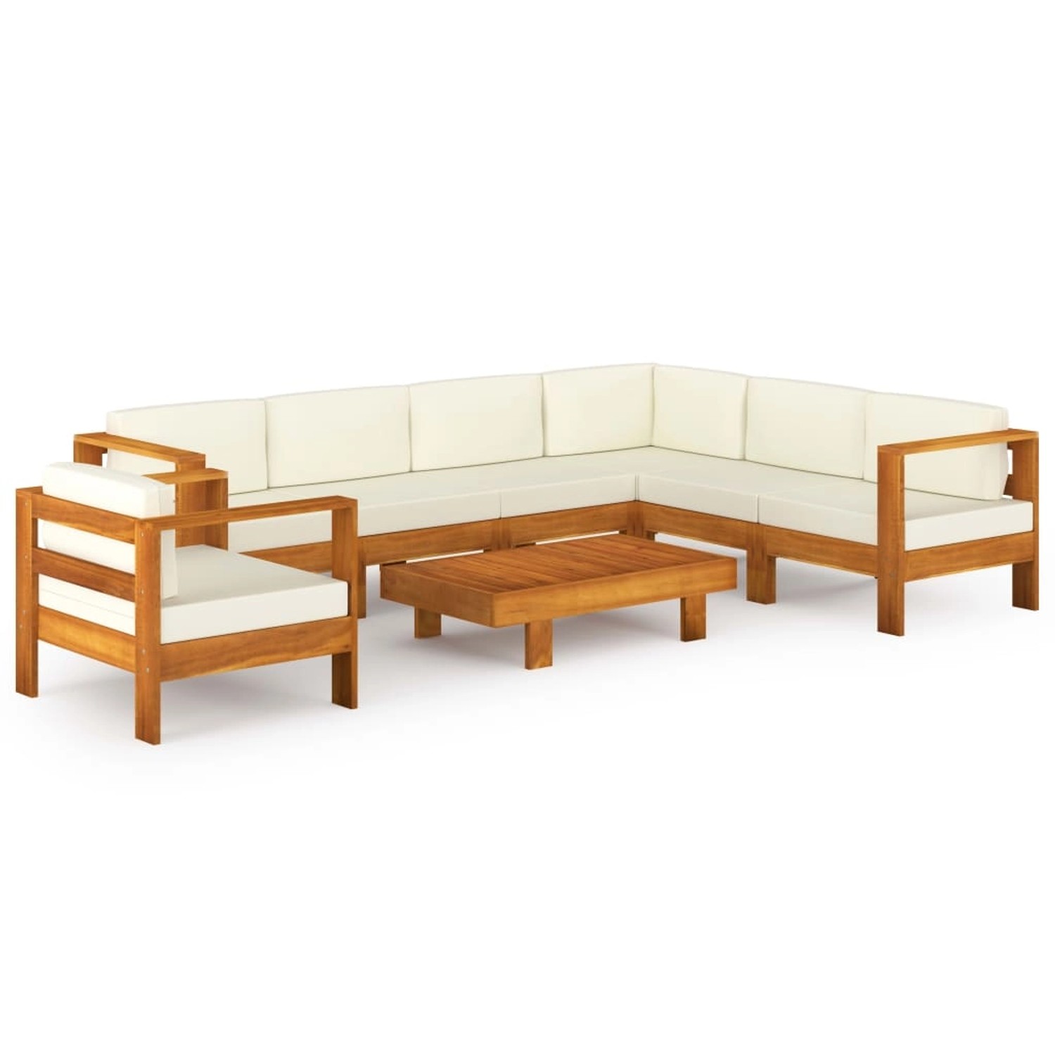 vidaXL 8-tlg Garten-Lounge-Set mit Creme Auflagen Massivholz Akazie Modell 2