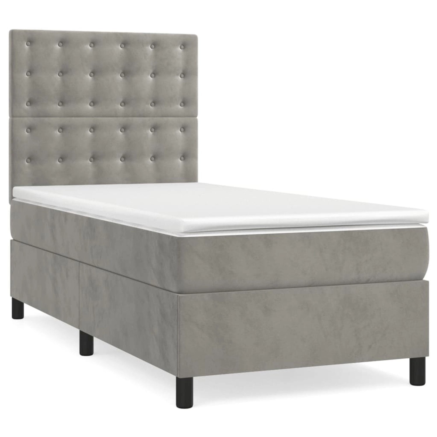vidaXL Boxspringbett mit Matratze Hellgrau 90x190 cm Samt 3143235 günstig online kaufen