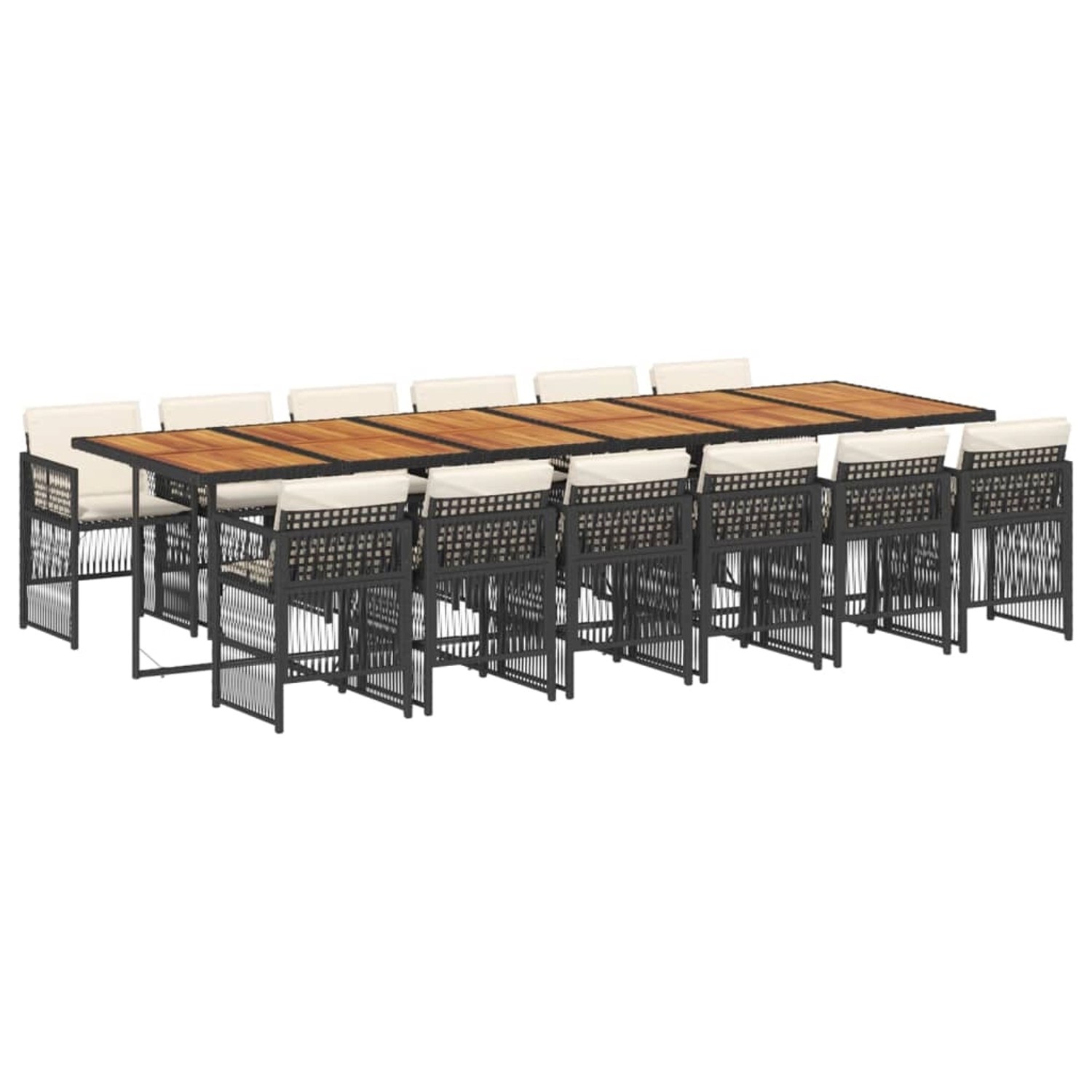 vidaXL 13-Tlg Garten-Essgruppe mit Kissen Schwarz Poly Rattan 3210951 günstig online kaufen