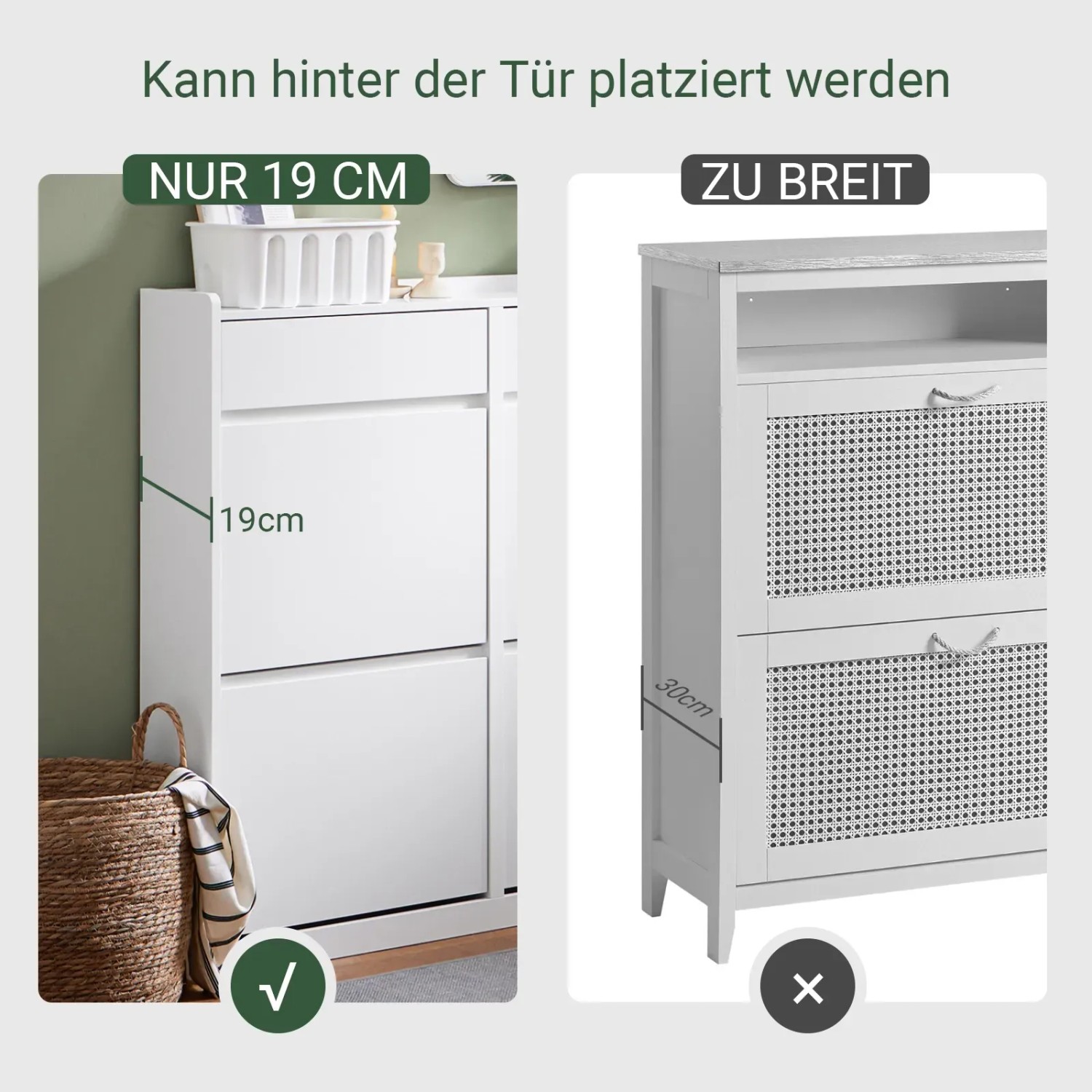 SoBuy Schuhschrank mit 4 Klappen Schuhkommode Schmal Schuhregal Weiß 98x95x19cm FSR169-W_5