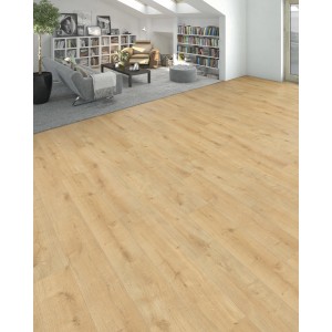 Verlegter Living by Haro Laminat 7mm Eiche Siena Puro im Wohnraum.