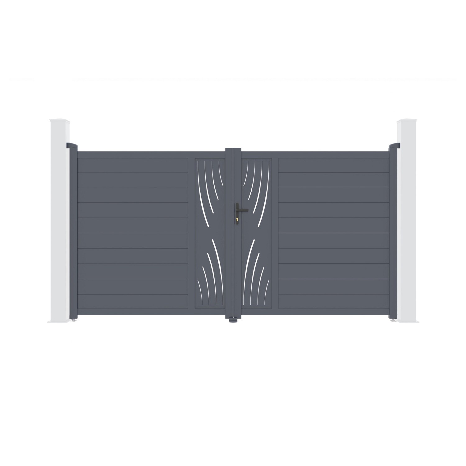 Casanoov Flügeltor 3M Veleta H 180Cm & 2 Pfosten H 190Cm Aluminium Grau günstig online kaufen
