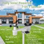 Bresser Solar-Wetterstation 7-in-1: Solarpanel, Windmesser, Regenmesser, UV-Sensor vor Haus.