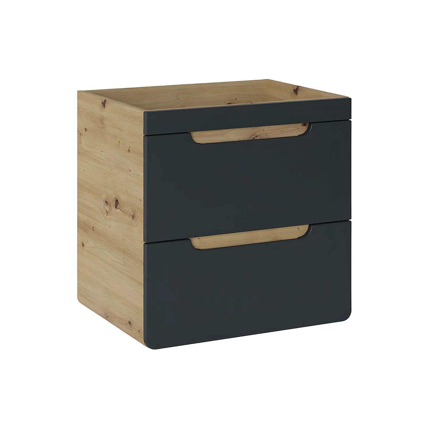 Vente-unique Waschbeckenunterschrank Aruba Anthrazitgrau  Naturfarben Hell 60 cm