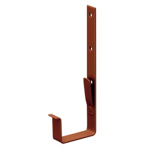 Inefa Rinnenhalter Kastenrinne, Stahl PVC-beschichtet, braun, zur Befestigung von Dachrinnen.