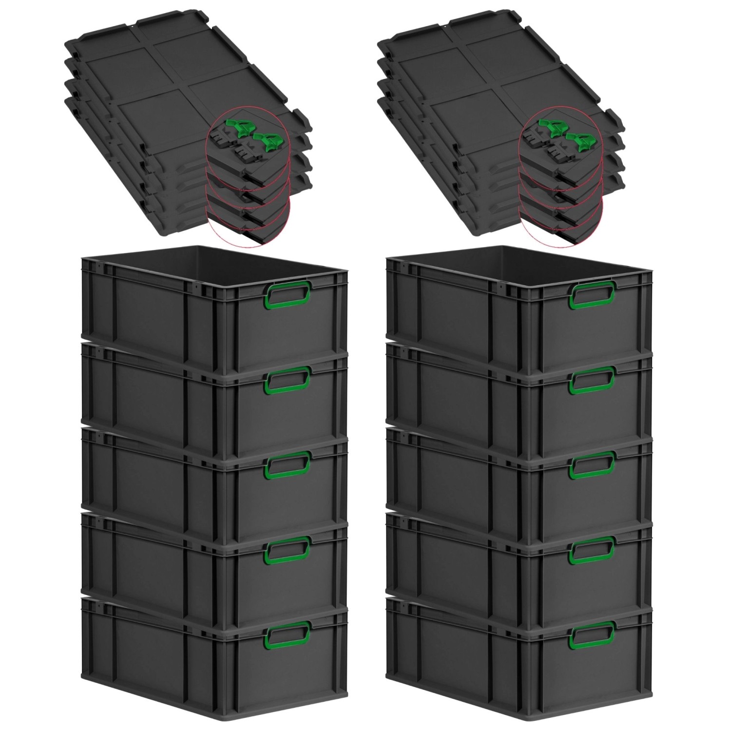 PROREGAL SuperSparSet 10x Eurobox Nextgen Color Mit Scharnierdeckel HxBxT 2 günstig online kaufen