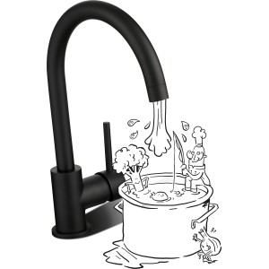 Schwarze baliv Küchenarmatur KI-1031 Einhebelmischer mit Illustration.