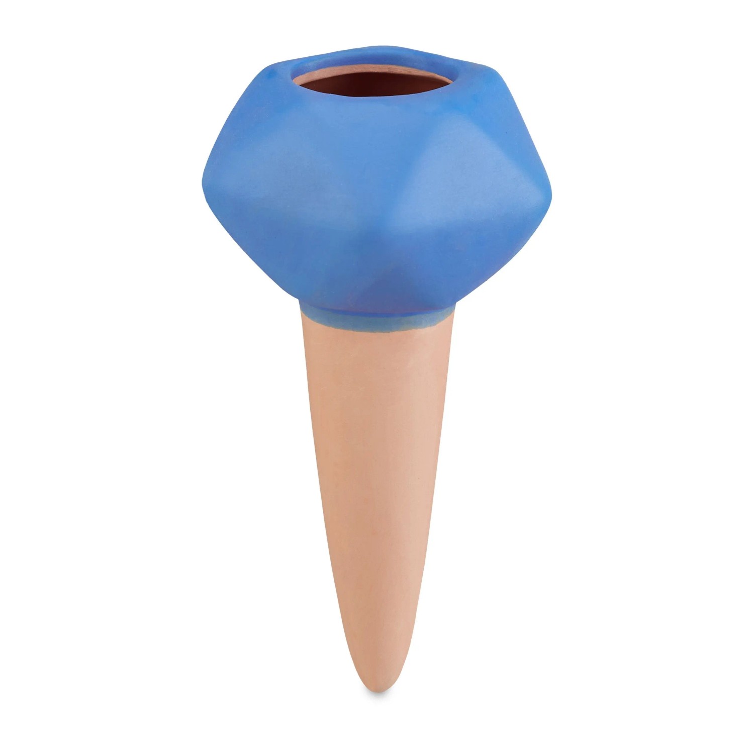 Relaxdays Bewässerungskegel 4er Set Keramik Terrakotta Blau 11,5 cm x 6 cm