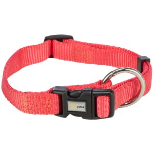 Jollypaw Halsband, 35-55 cm, lachsfarben, mit schwarzem Klickverschluss und D-Ring.