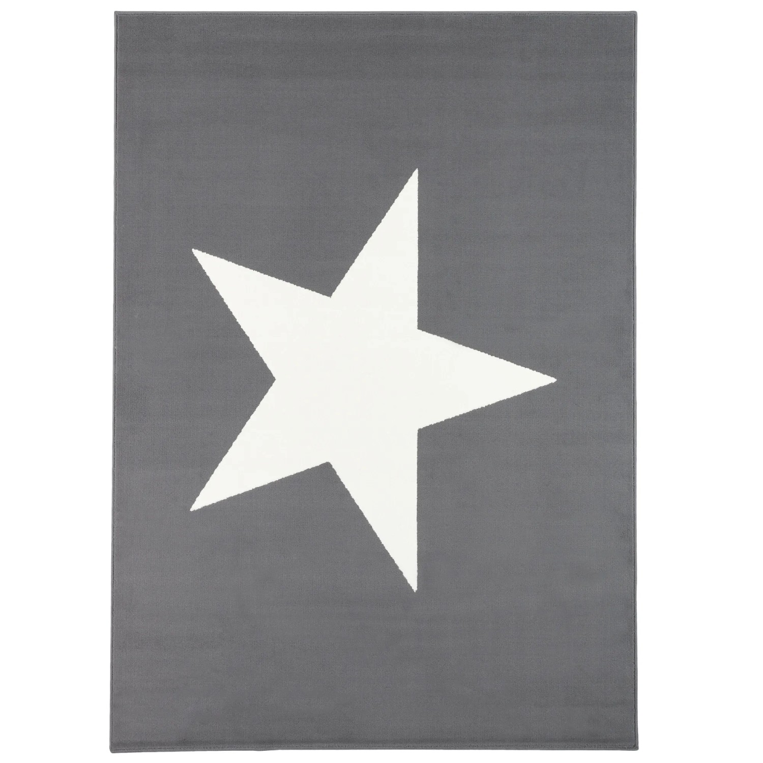 Pergamon Kinderteppich Trendline Stern, anthrazit, 185x270 cm. Kurzflorteppich mit Sternmuster.