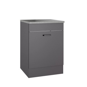 OPTIFIT Spülenunterschrank Kiel420, 60 cm, Anthrazit matt, mit Auszug für Abfallsammler.