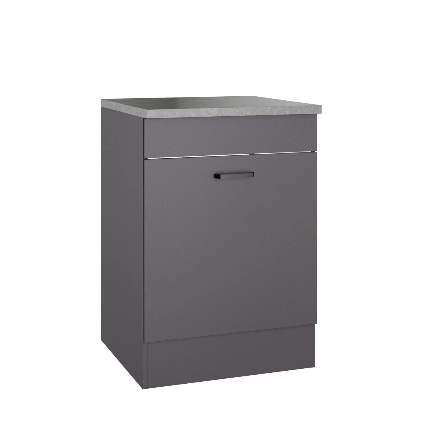 OPTIFIT Spülenunterschrank Kiel420, 60 cm, Anthrazit matt, mit Auszug für Abfallsammler.