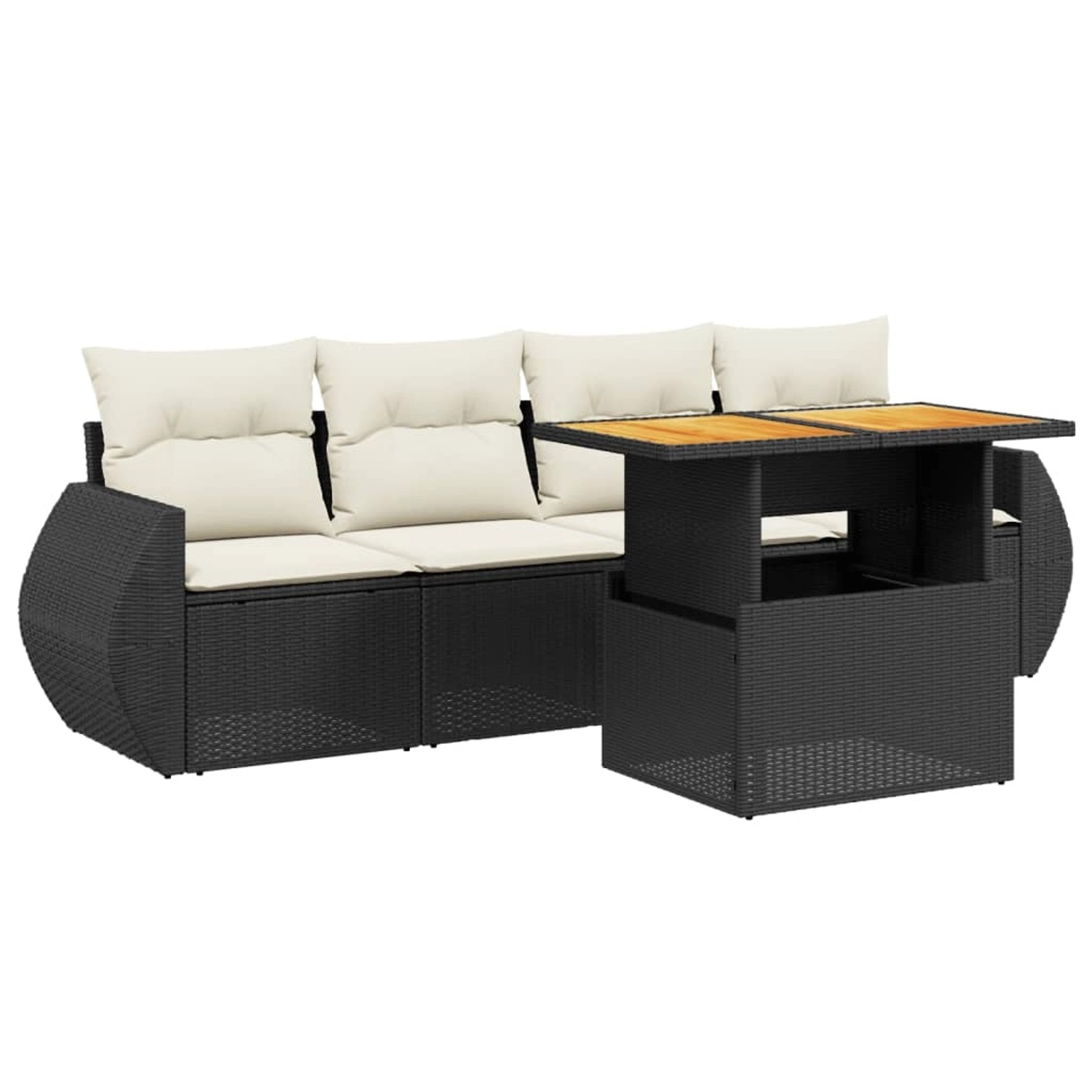 vidaXL 5-Tlg Garten-Sofagarnitur mit Kissen Schwarz Poly Rattan 3272071 günstig online kaufen