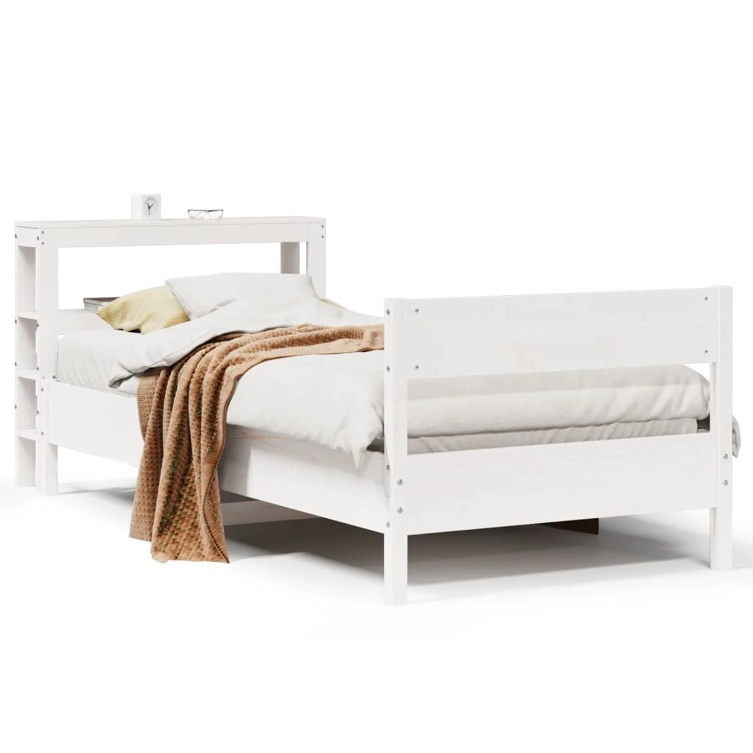 vidaXL Massivholzbett ohne Matratze Weiß 90x200 cm Kiefernholz 3306196 günstig online kaufen