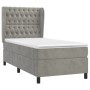Hellgraues vidaXL Boxspringbett 90x200 cm mit Samtbezug und Matratze.