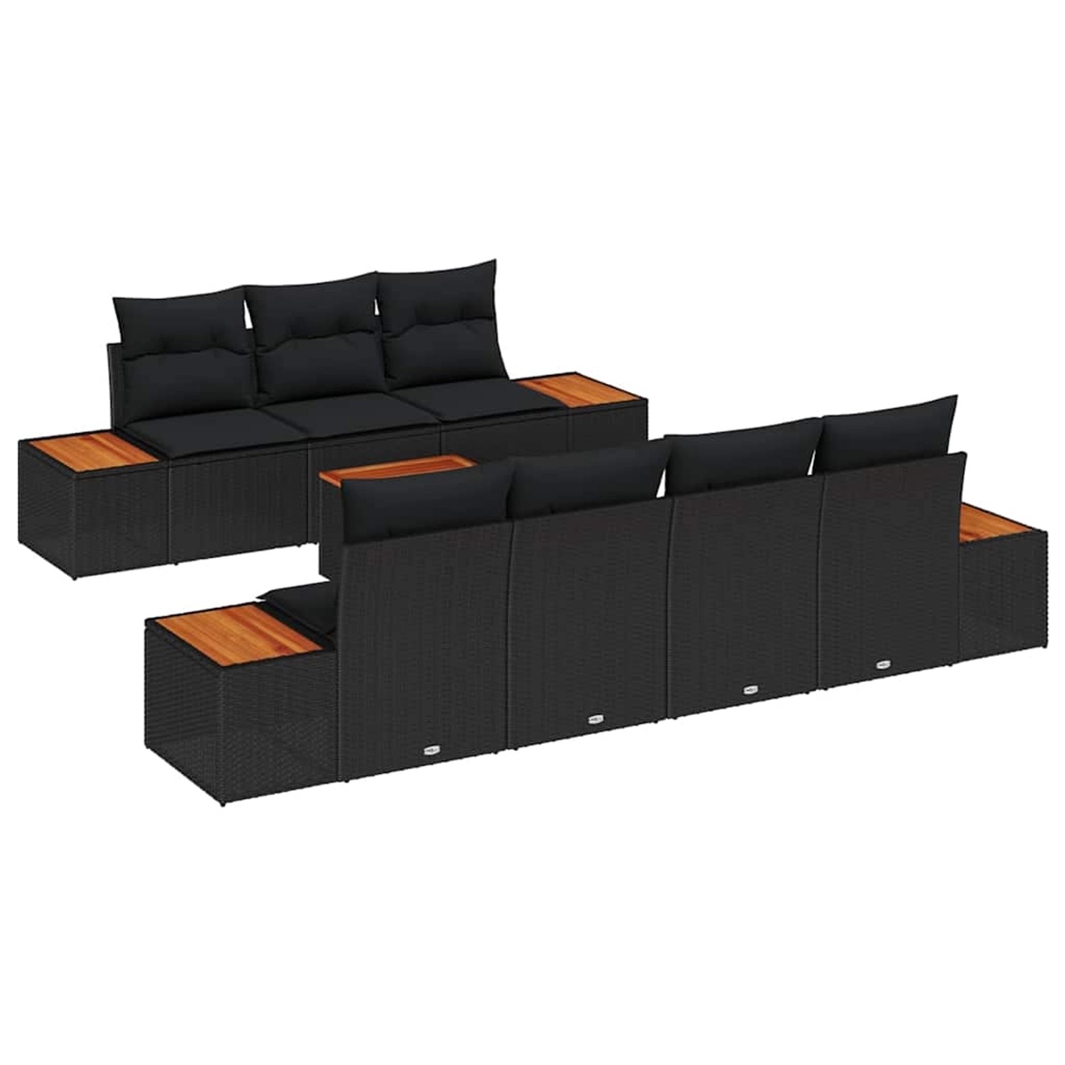 vidaXL Garten-Sofa-Set mit Kissen 8-Tlg Schwarz Poly Rattan 3348039 günstig online kaufen