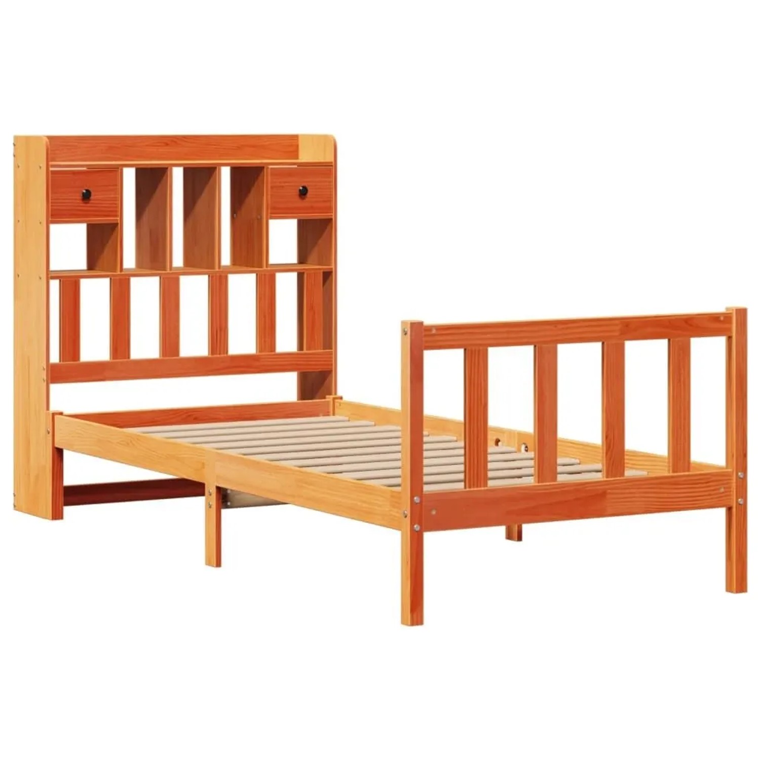 vidaXL Massivholzbett mit Regal ohne Matratze Wachsbraun 100x200 cm 3321759 günstig online kaufen