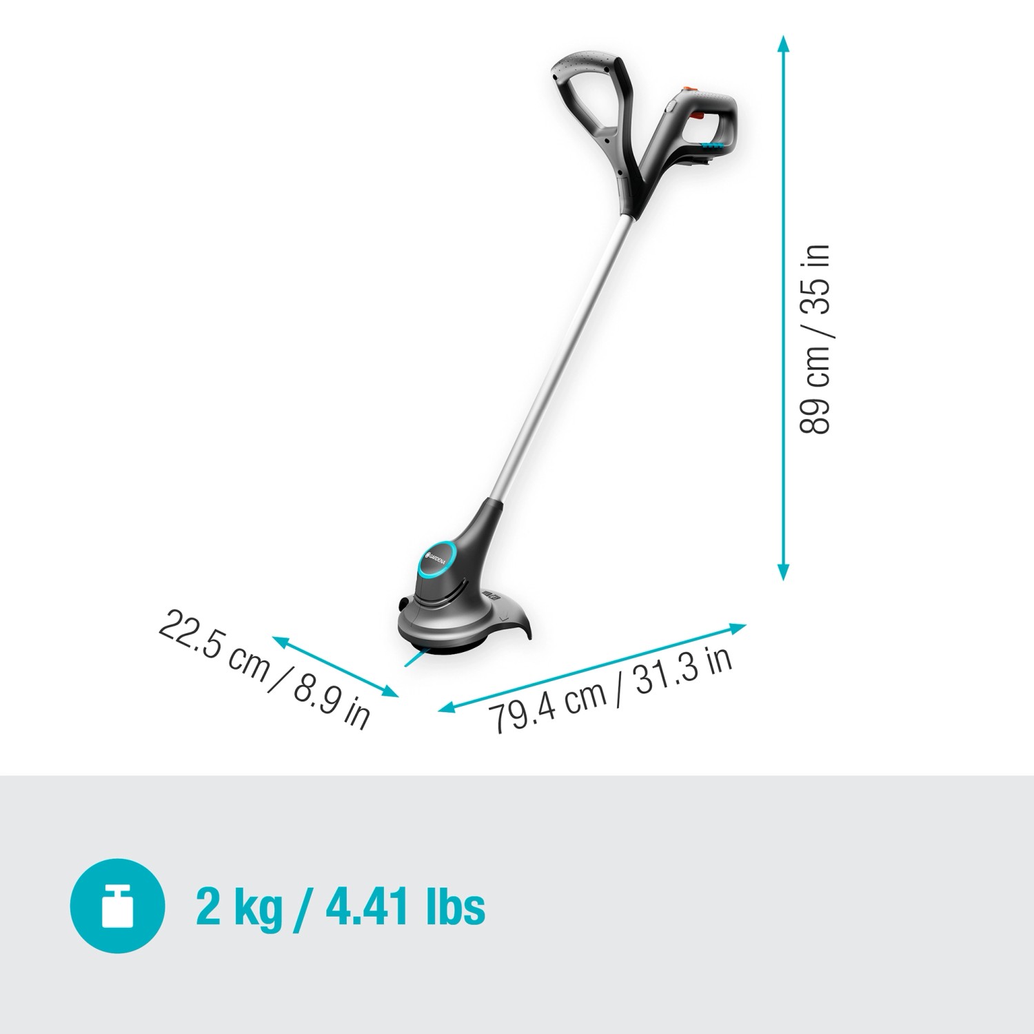 Gardena Akku-Rasentrimmer SmallCut 23/18V Solo: leichter Trimmer mit Kunststoffmesser und ergonomischem Griff.