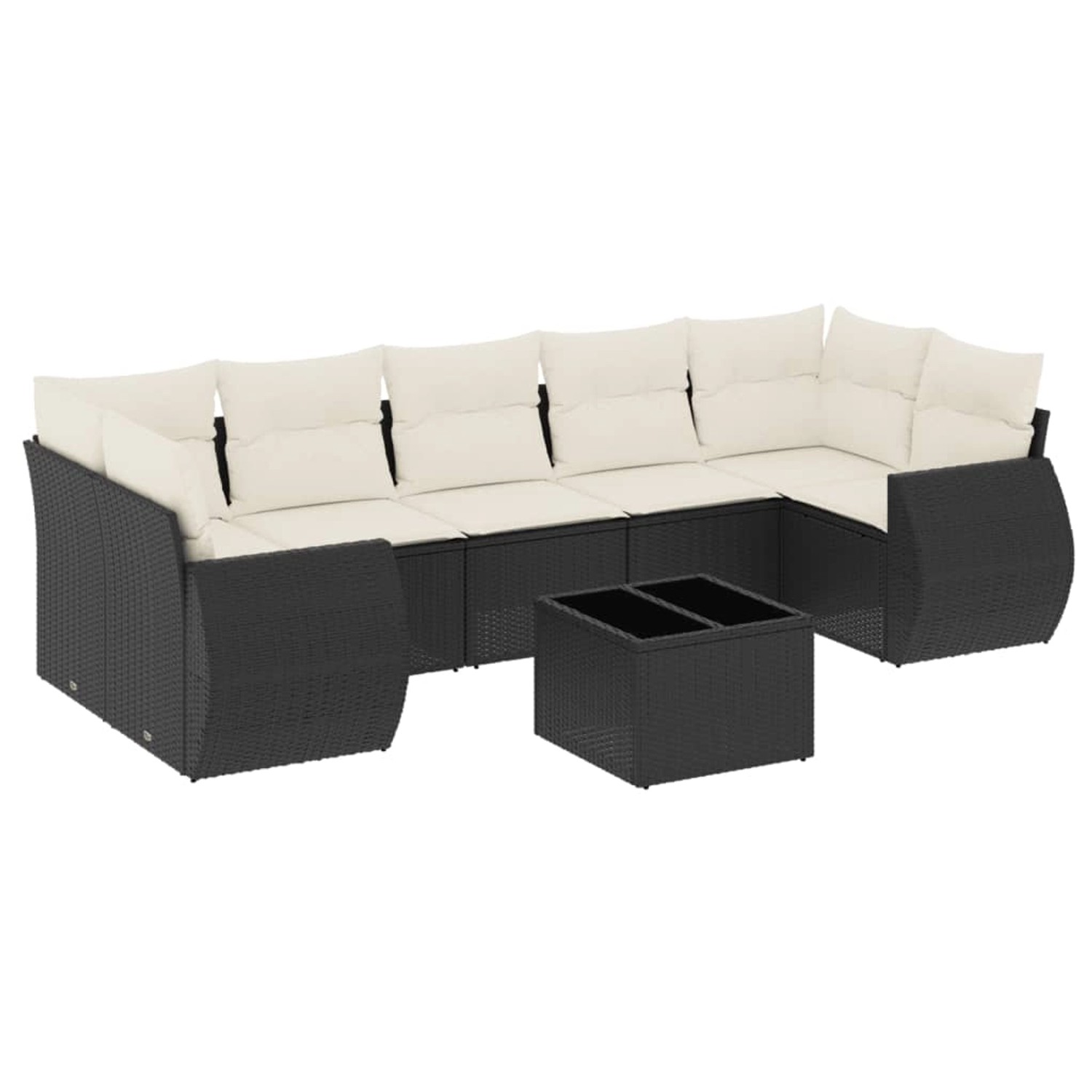 vidaXL 8-Tlg Garten-Sofagarnitur mit Kissen Schwarz Poly Rattan 3221135