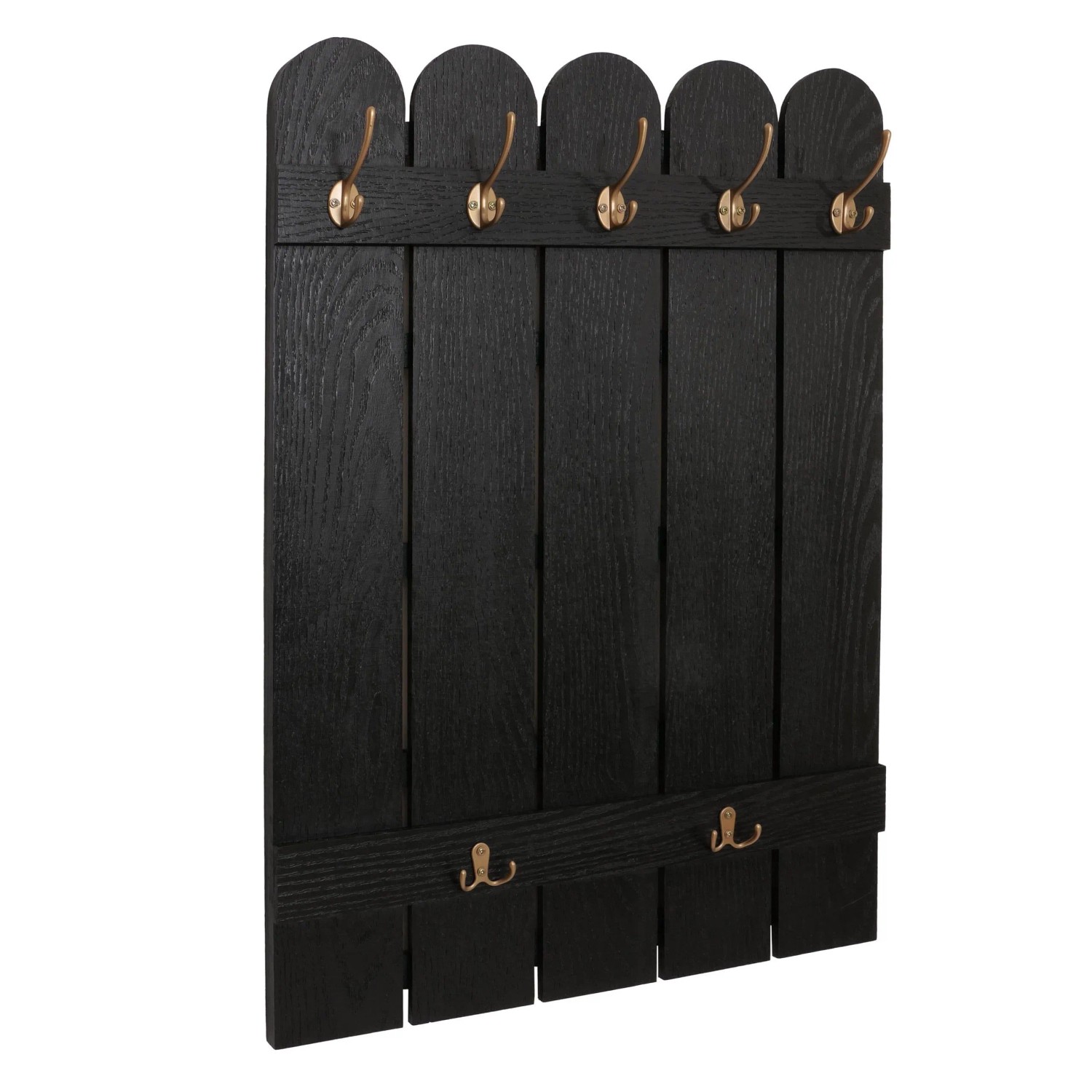 Mcw Wandgarderobe N95 Paulownia 7 Haken 86x60cm Schwarz