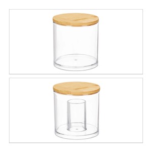 Relaxdays Wattestäbchenhalter 3er Set Acryl Transparent mit Deckel