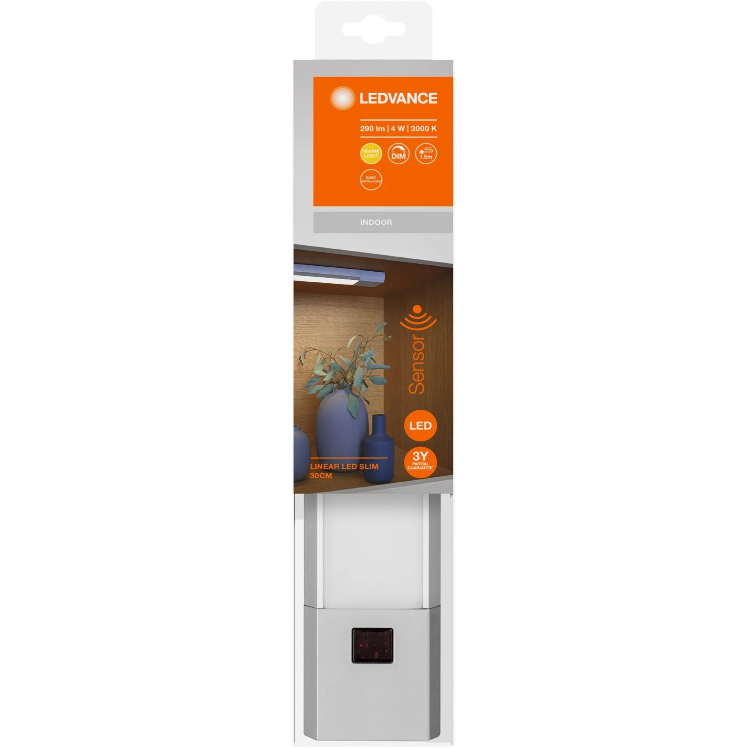 Ledvance LED-Unterbauleuchte Linear Slim 30cm im Karton, mit Infrarot-Sensor und Dimmfunktion.
