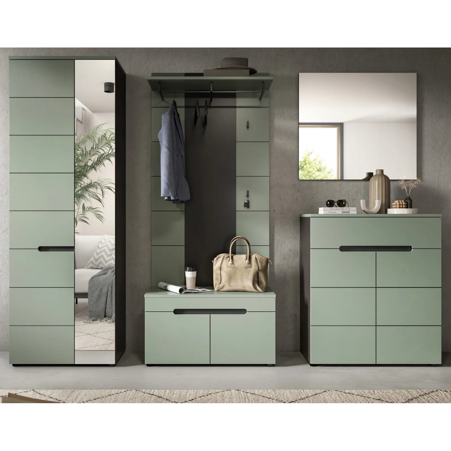 Inn.Furn Garderoben-Set 5-teilig in Salbei und Grau 255 cm Cooper_2