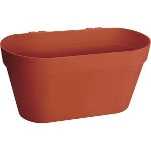 Elho Loft Urban Duo Wandhängetopf, 28 cm, klinkerrot, aus recyceltem Kunststoff für den Außenbereich.