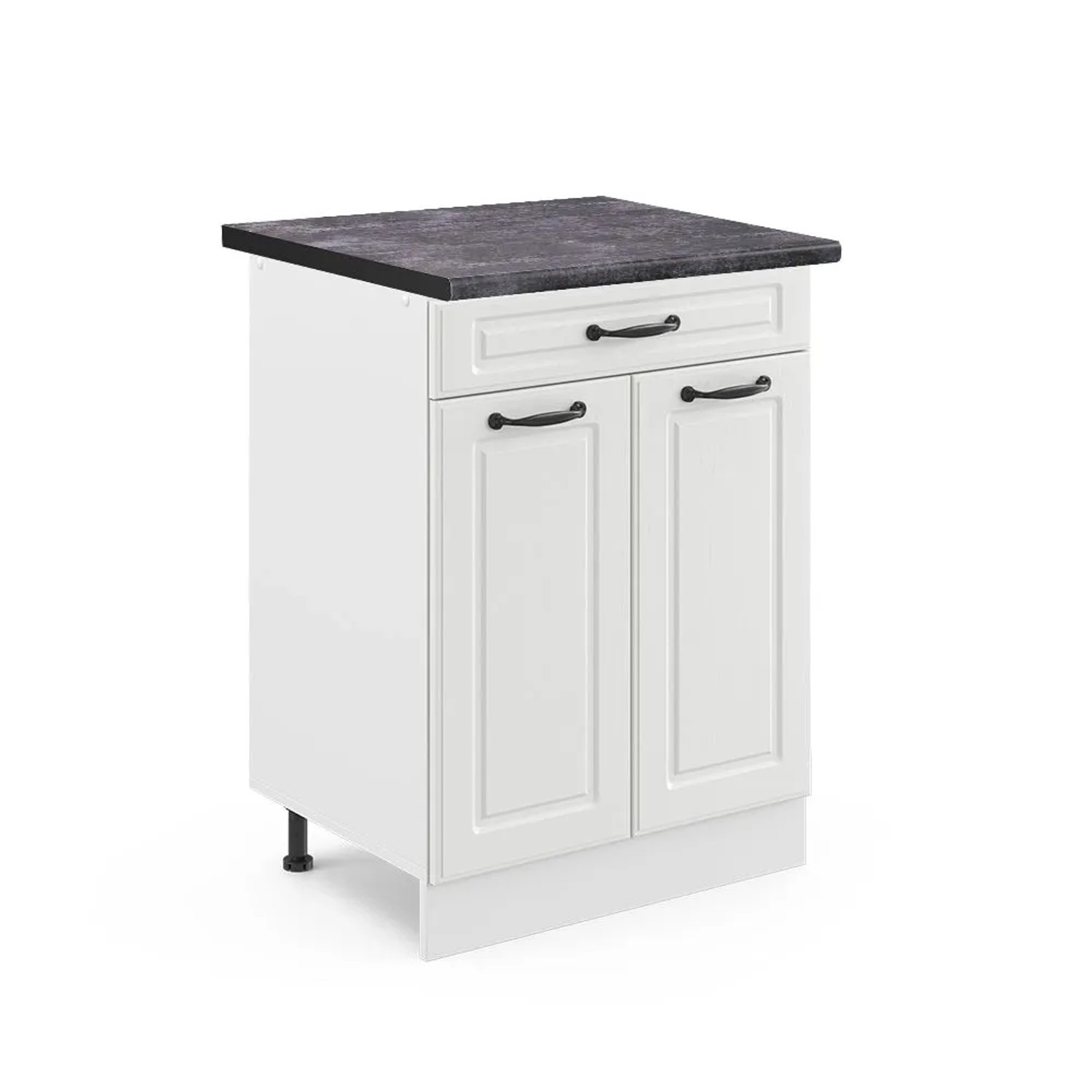 Vicco Küchenunterschrank R-Line Weiß Landhaus Weiß 60 cm mit Schublade AP Anthrazit