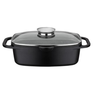GSW Universalbräter Gourmet Granit, 33x21 cm, mit Glasdeckel. Ideal zum Braten und Schmoren.