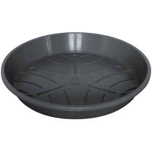 Anthrazitfarbener Geli Untersetzer Standard, ca. 18 cm Durchmesser, aus Kunststoff.