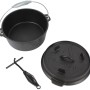 El Fuego Dutch Oven aus Gusseisen, 3,5 l Topf, 1 l Deckel, schwarz, mit Deckelheber.