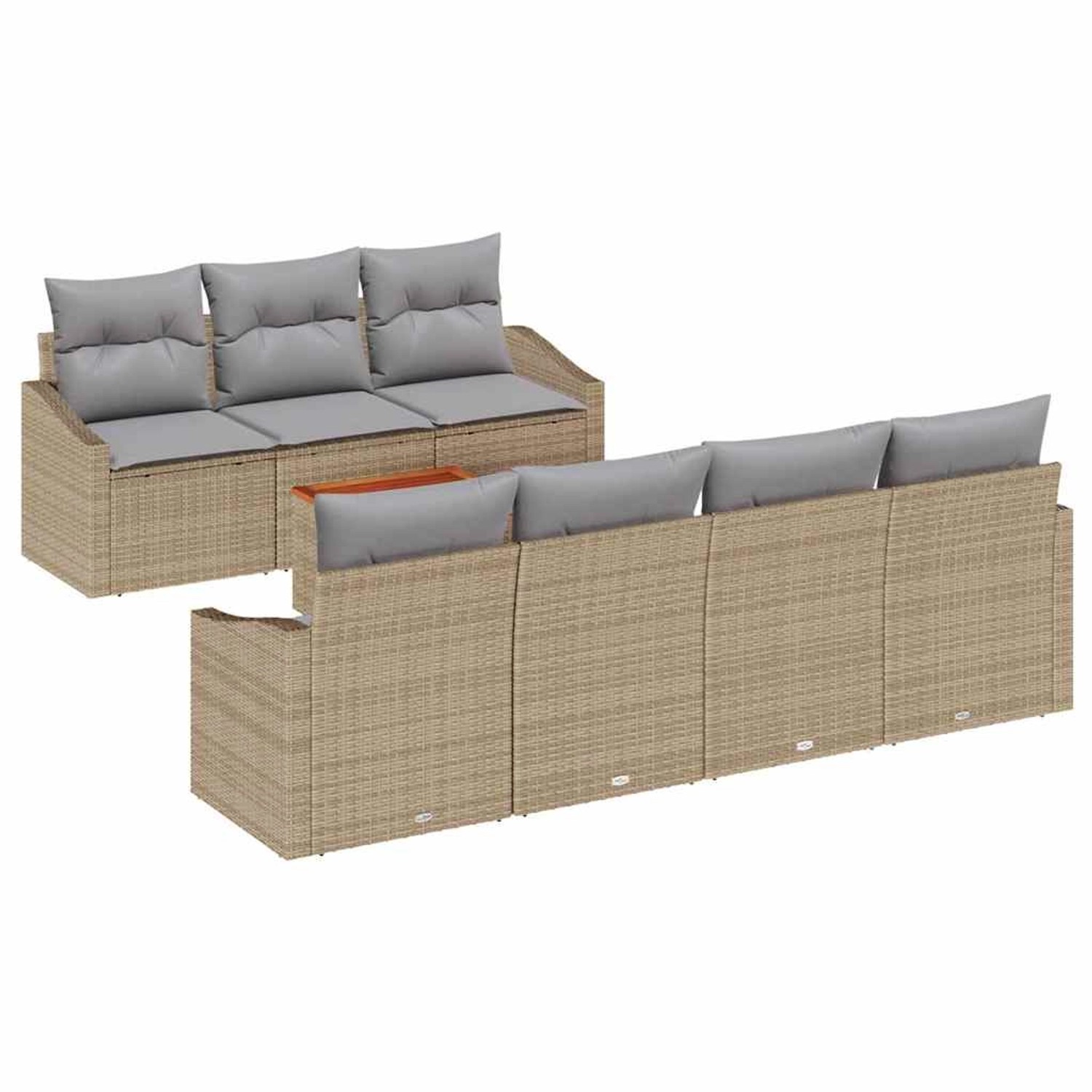 vidaXL Garten-Sofa-Set mit Kissen 8-Tlg Beige Poly Rattan 3347791 günstig online kaufen