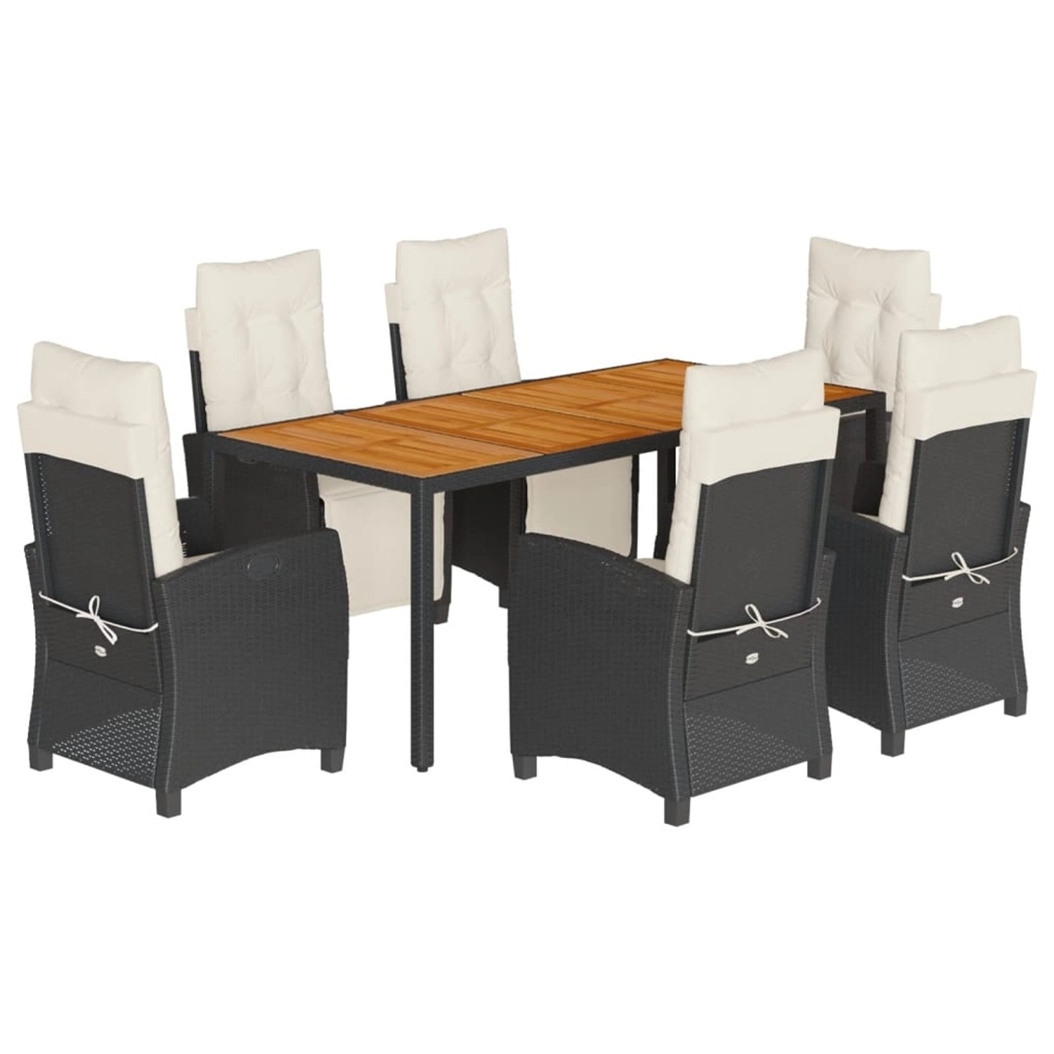 vidaXL 7-Tlg Garten-Essgruppe mit Kissen Schwarz Poly Rattan 3212904 günstig online kaufen