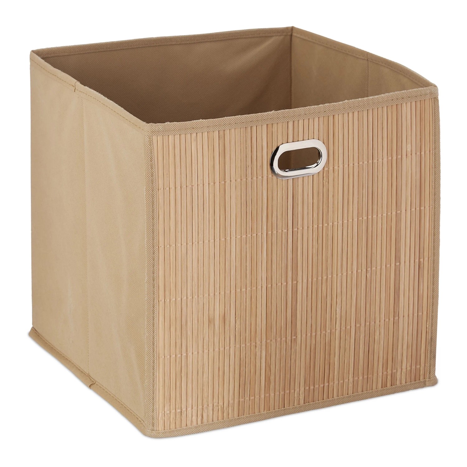 Relaxdays Aufbewahrungskorb Bambus Natur Faltbar 31 cm x 31 cm x 31 cm